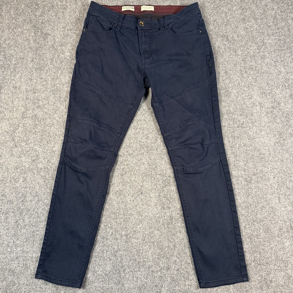 👖 Scott James Mens Slim Fit Stretch Pants Dark Navy Blue Chino Trousers 31x30